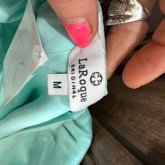 Fitted Blue Blouse with Short Sleeves - Picture 7 of 9